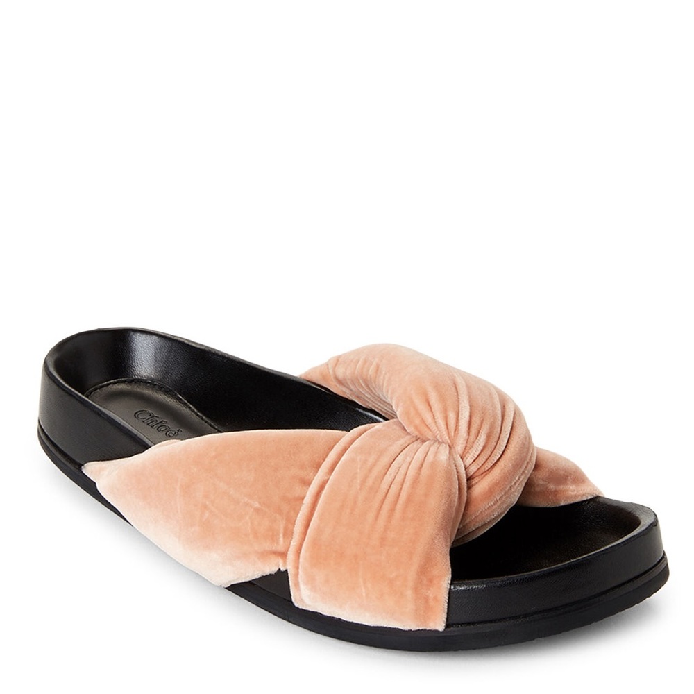 NWT Chloé Velvet Knotted Slip On Slides 6